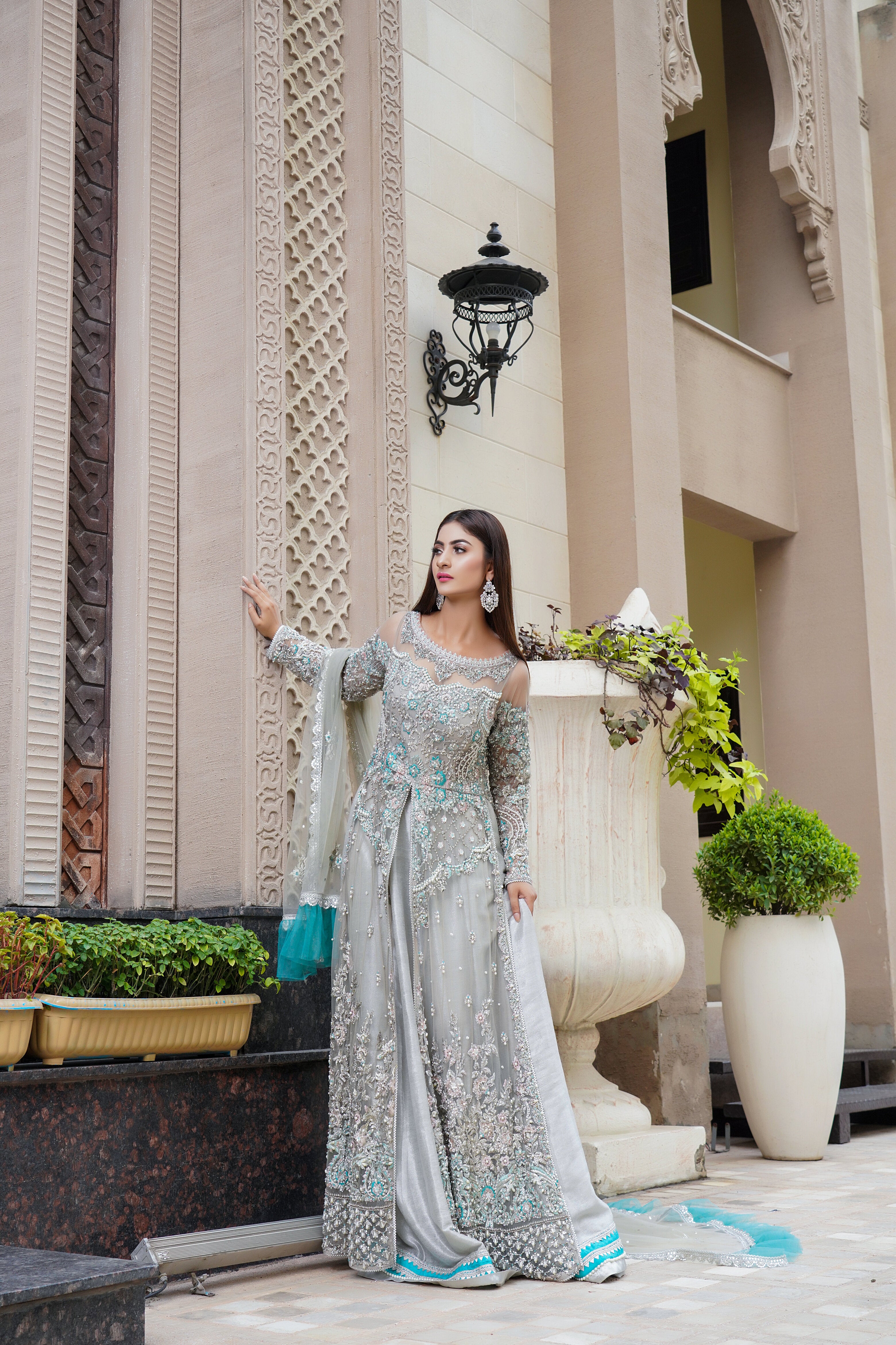 Pink and silver pakistani hotsell wedding dresses